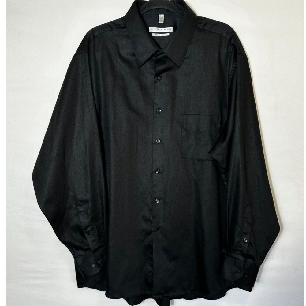 Geoffrey Beene 18 34/35 Black Wrinkle Free Long Sleeve Dress Shirt Big&Tall 2XL